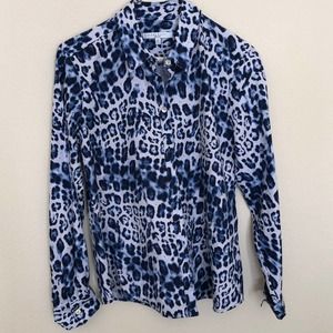 Foxcroft Blue Cheetah Wrinkle Free 8P